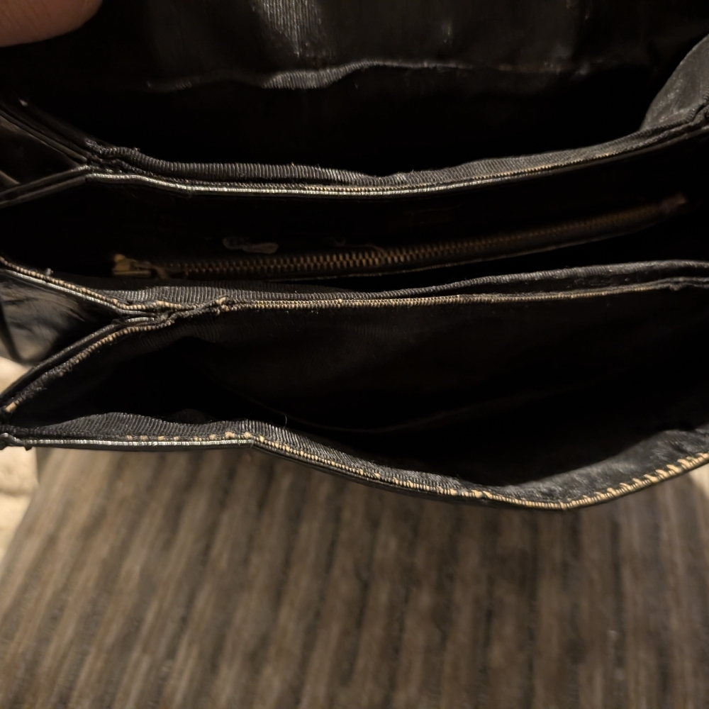 Vintage 1950's  Dofan Made In France  Black Leather Shoulder Purse Medium - Picture 16 of 16
